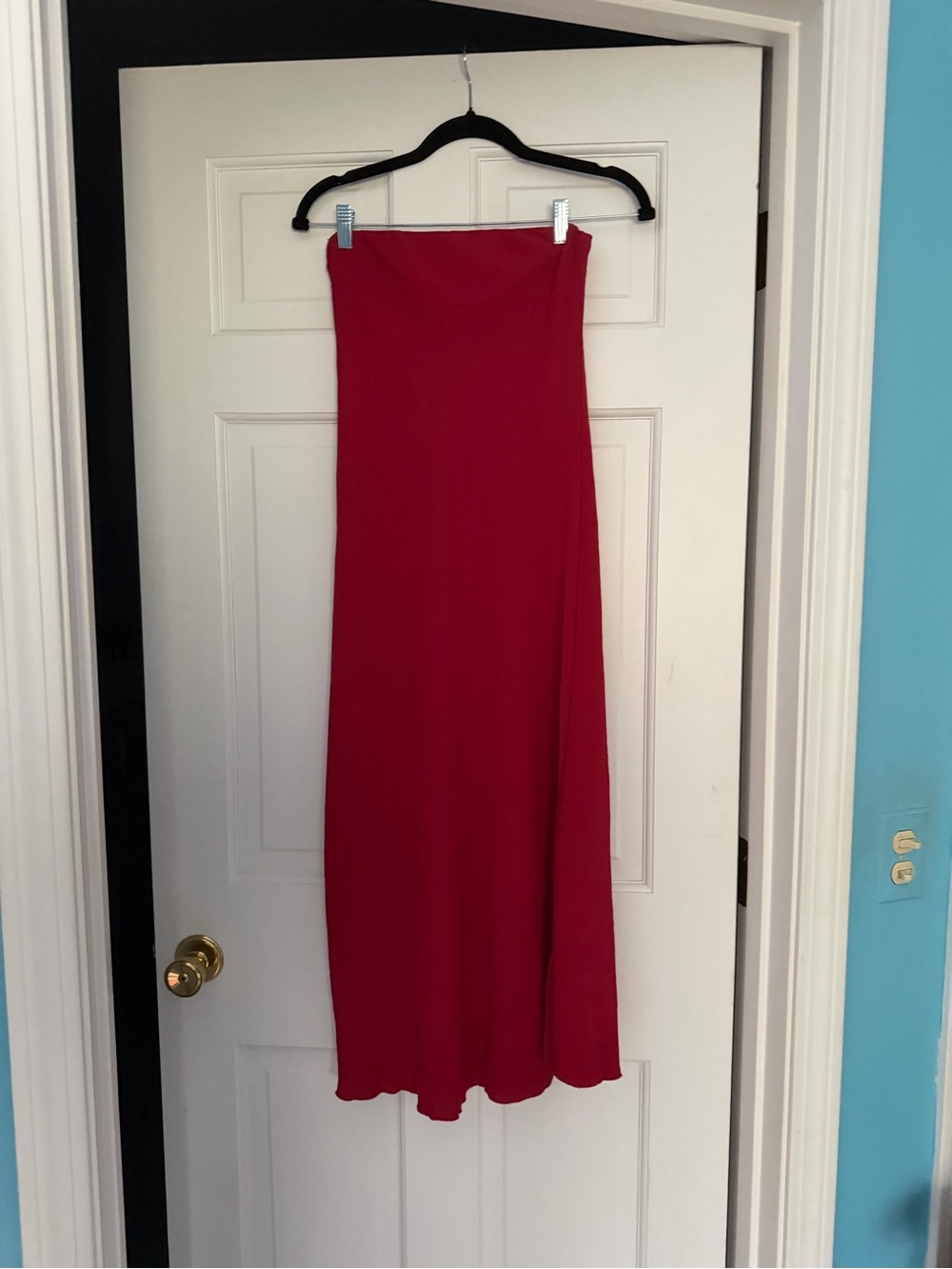 Red Strapless Maxi Skirt